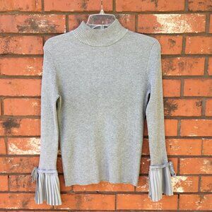 Faith of Zoe Gray Mock Neck Sweater Accent Sleeve Hem Size M